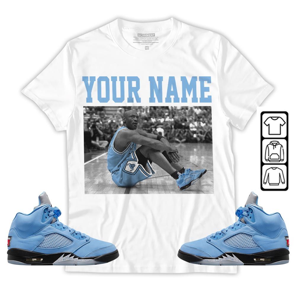 Custom Basketball Goat Number 23 Sneaker Shirt Match Retro University Blue 5s, Jordan 5 University Blue MKO T-Shirt Custom Basketball Goat Number 23 Sneaker Shirt Match Retro University Blue 5s, Jordan 5 University Blue MKO T-Shirt