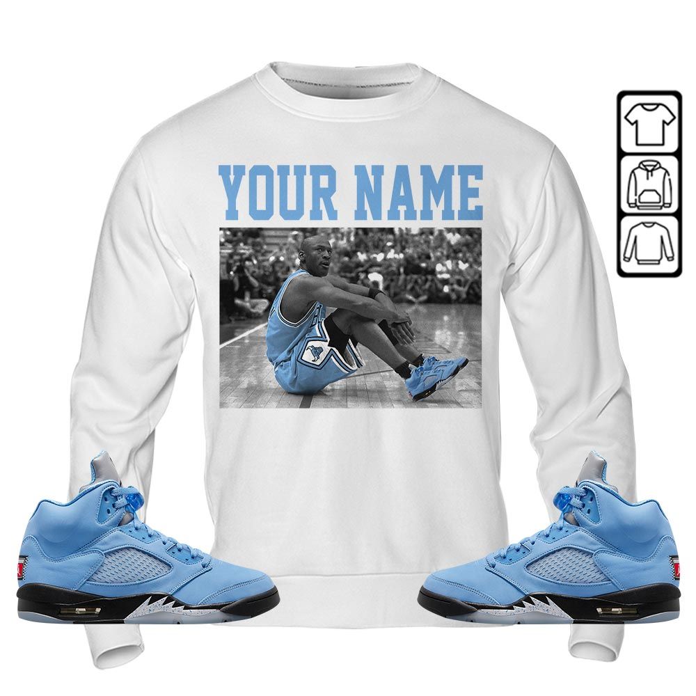 Custom Basketball Goat Number 23 Sneaker Shirt Match Retro University Blue 5s, Jordan 5 University Blue MKO T-Shirt Custom Basketball Goat Number 23 Sneaker Shirt Match Retro University Blue 5s, Jordan 5 University Blue MKO T-Shirt