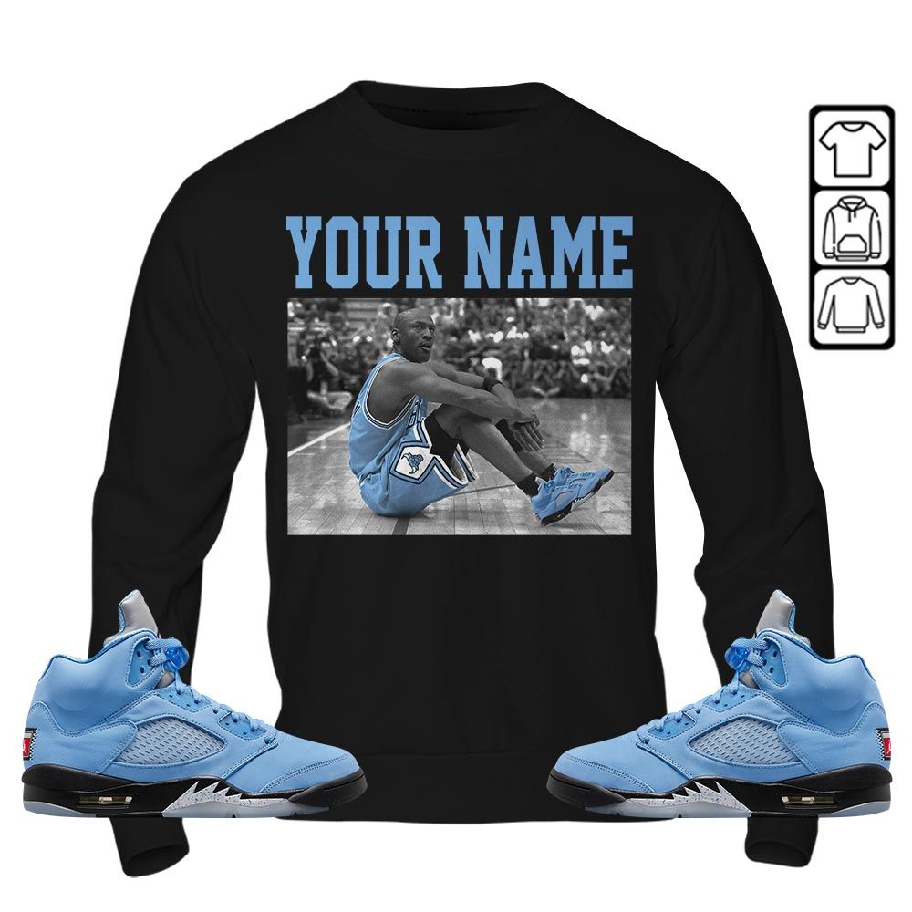 Custom Basketball Goat Number 23 Sneaker Shirt Match Retro University Blue 5s, Jordan 5 University Blue MKO T-Shirt Custom Basketball Goat Number 23 Sneaker Shirt Match Retro University Blue 5s, Jordan 5 University Blue MKO T-Shirt