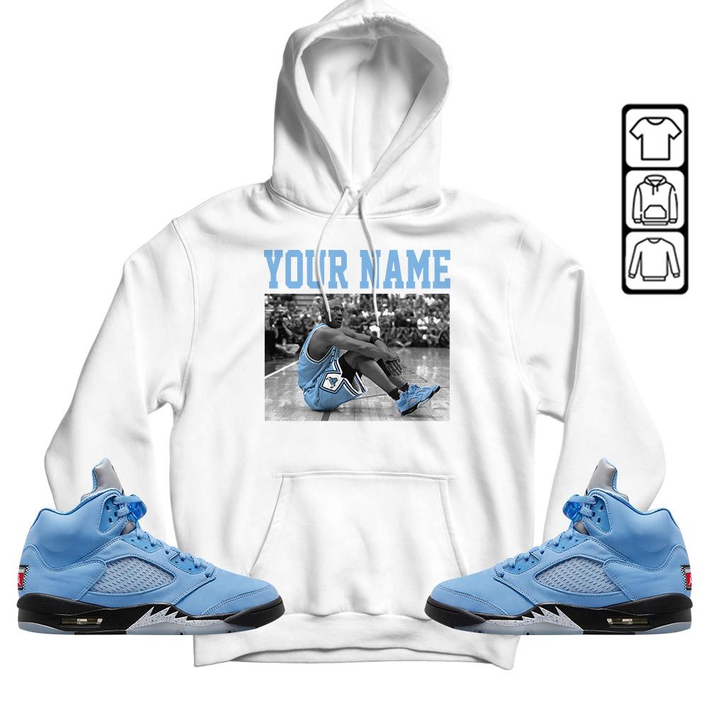 Custom Basketball Goat Number 23 Sneaker Shirt Match Retro University Blue 5s, Jordan 5 University Blue MKO T-Shirt