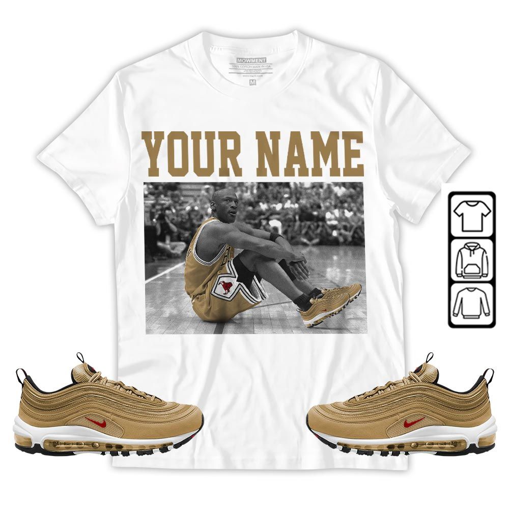 Custom Basketball Number 23 Sneaker Shirt Match Air Max 97 Metallic Gold, Air Max 97 Gold Bullet MKO Hoodie