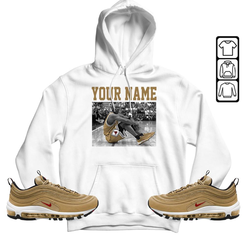 Custom Basketball Number 23 Sneaker Shirt Match Air Max 97 Metallic Gold, Air Max 97 Gold Bullet MKO T-Shirt