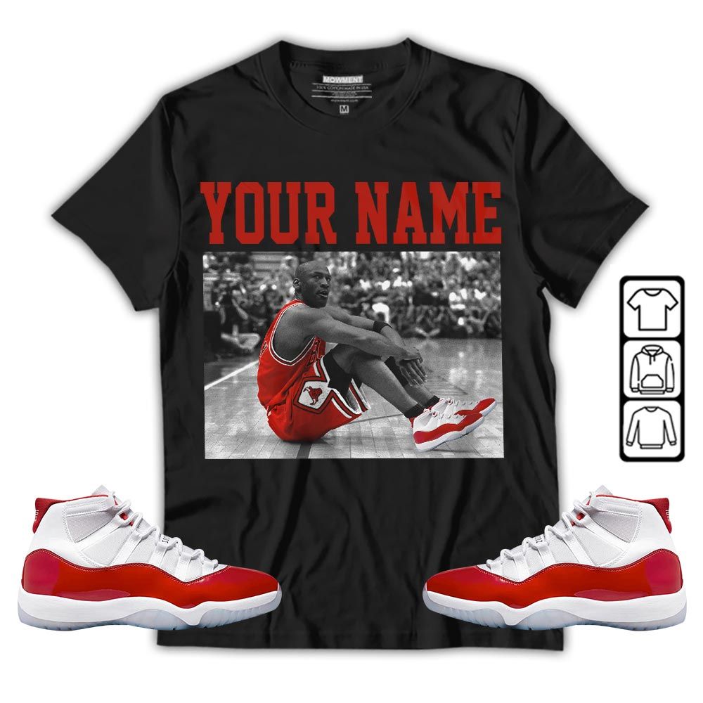 Custom Basketball Shoes Goat Number 23 Sneaker Shirt Match Cherry 11s, Jordan 11 Retro Cherry MKO T-Shirt