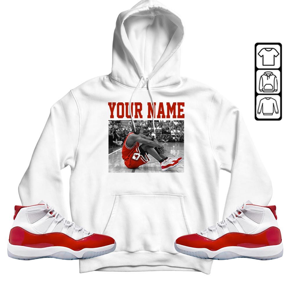 Custom Basketball Shoes Goat Number 23 Sneaker Shirt Match Cherry 11s, Jordan 11 Retro Cherry MKO T-Shirt