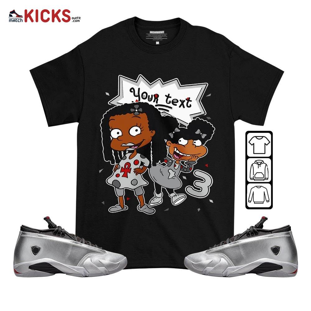 Custom Birthday Rugrats Sneaker Shirt Match 14 Low Metallic Silver, Jordan 14 Metallic Silver MKO T-Shirt