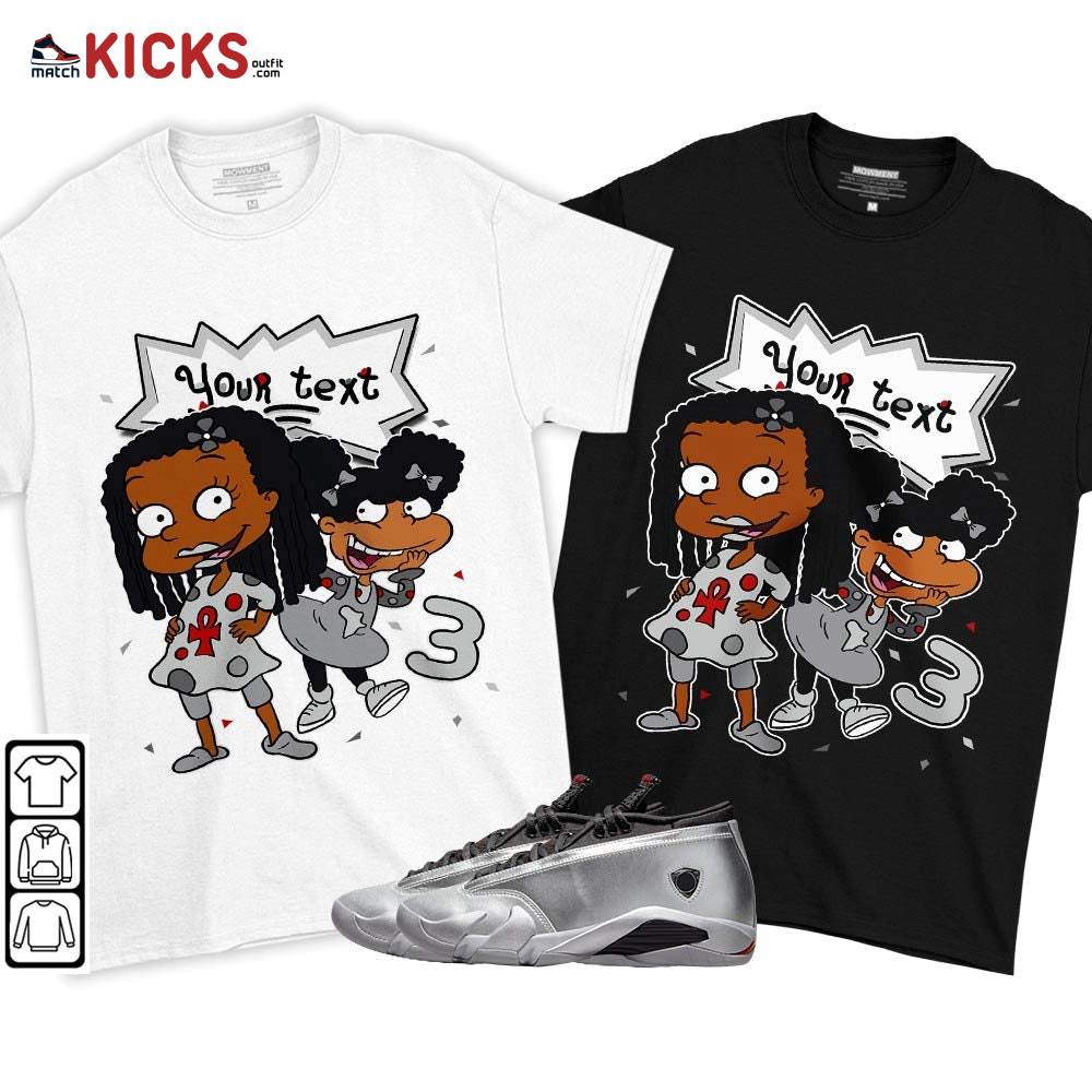 Custom Birthday Rugrats Sneaker Shirt Match 14 Low Metallic Silver, Jordan 14 Metallic Silver MKO T-Shirt