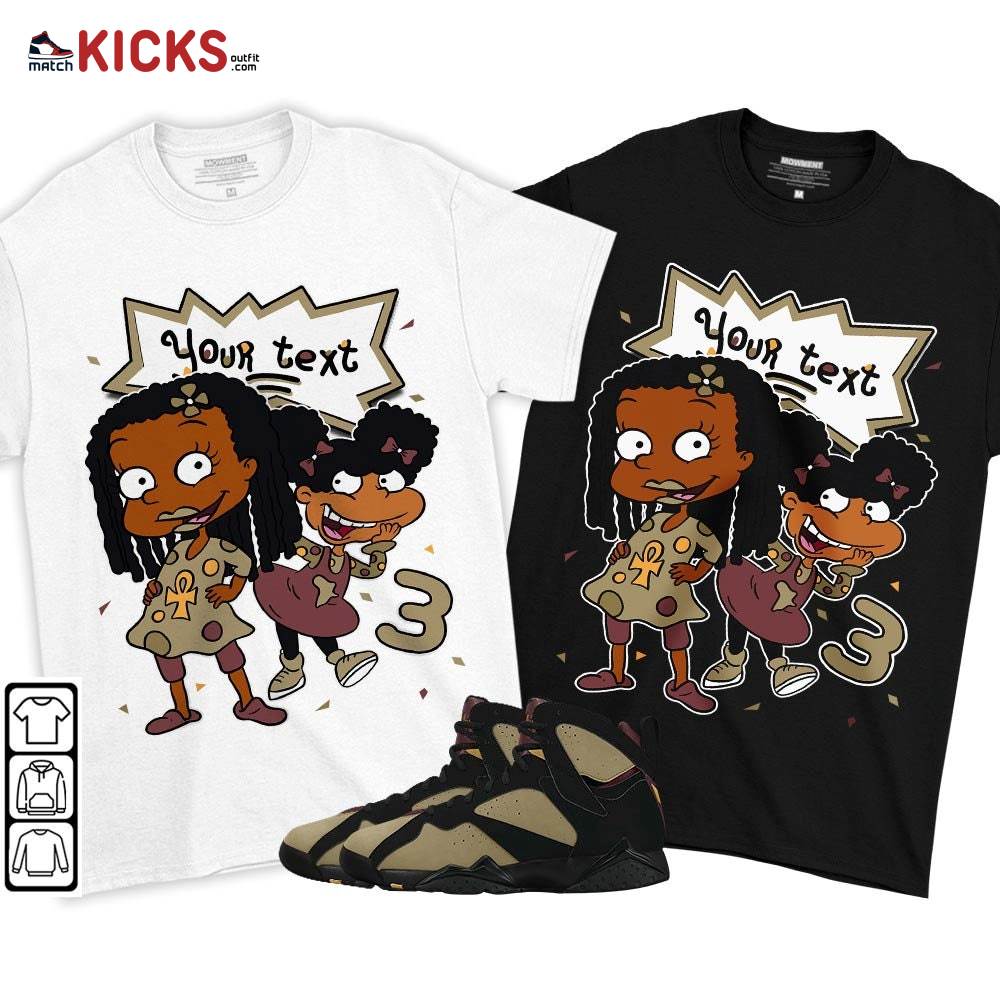 Custom Birthday Rugrats Sneaker Shirt Match Black Cherrywood 7s, Jordan 7 Black Olive MKO T-Shirt Custom Birthday Rugrats Sneaker Shirt Match Black Cherrywood 7s, Jordan 7 Black Olive MKO T-Shirt