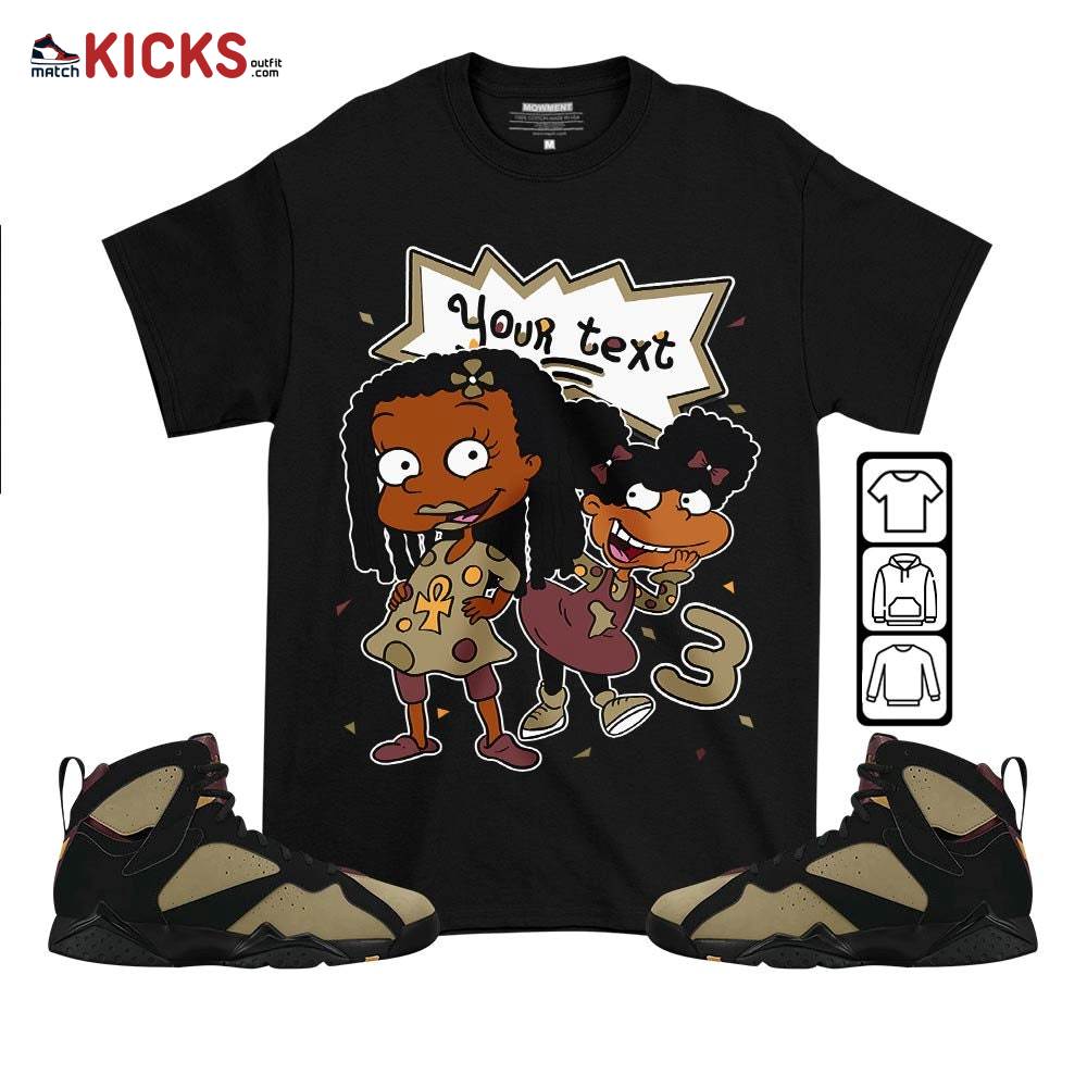 Custom Birthday Rugrats Sneaker Shirt Match Black Cherrywood 7s, Jordan 7 Black Olive MKO T-Shirt