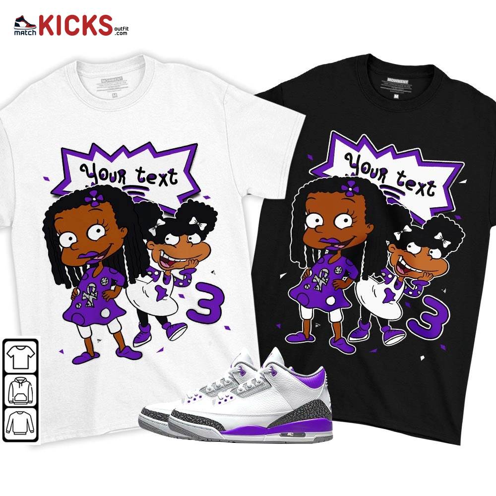Custom Birthday Rugrats Sneaker Shirt Match Dark Iris 3s, Jordan 3 Retro Dark Iris MKO T-Shirt