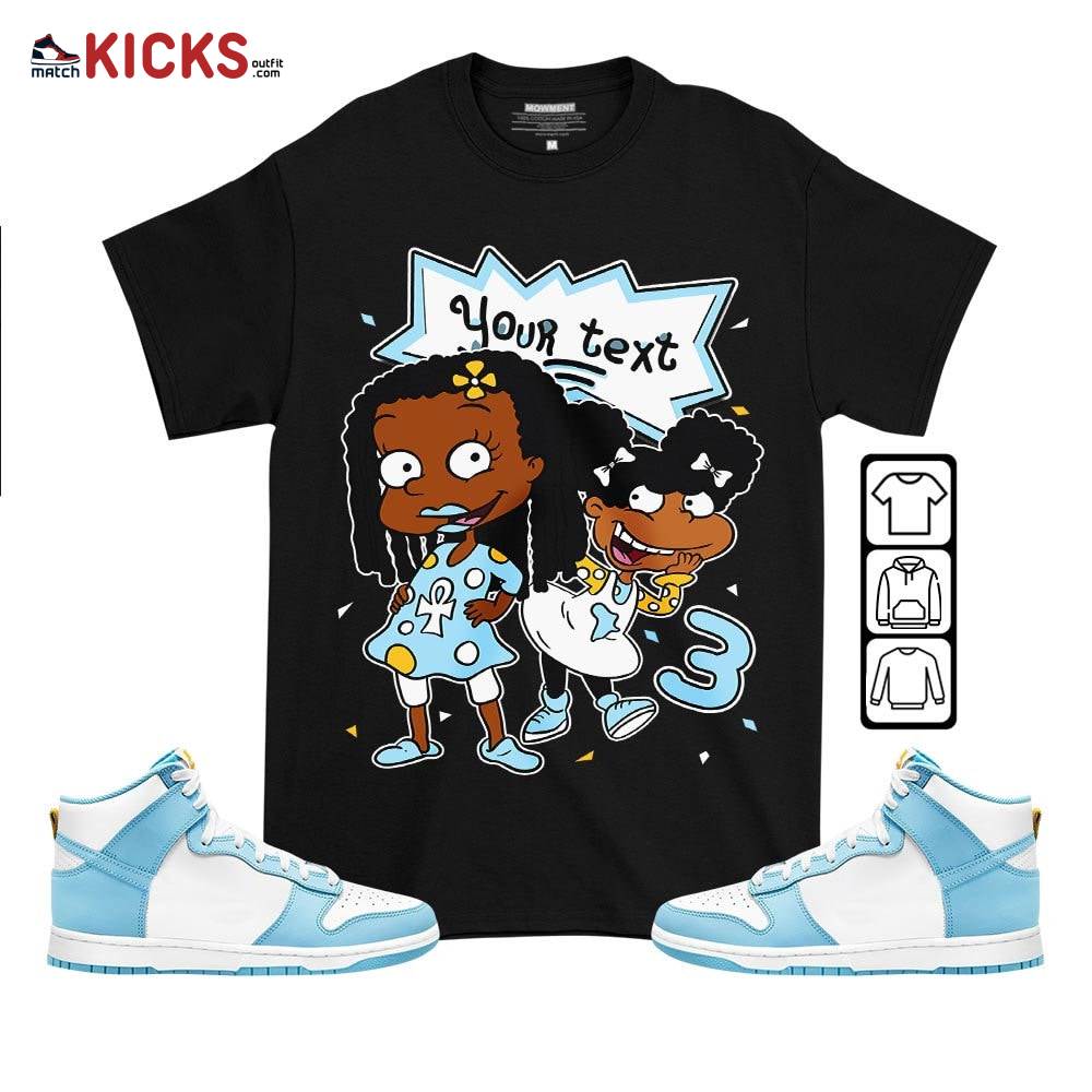 Custom Birthday Rugrats Sneaker Shirt Match Dunk High Blue Chill, Dunk High Homer Simpson MKO T-Shirt
