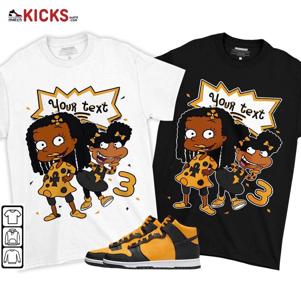 Custom Birthday Rugrats Sneaker Shirt Match Dunk Reverse Goldenrod, Dunk High Bruce Lee MKO T-Shirt