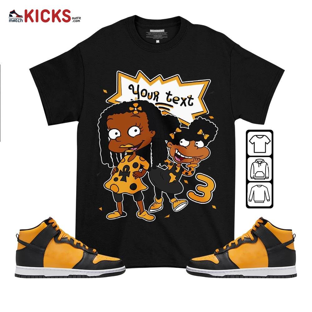 Custom Birthday Rugrats Sneaker Shirt Match Dunk Reverse Goldenrod, Dunk High Bruce Lee MKO T-Shirt