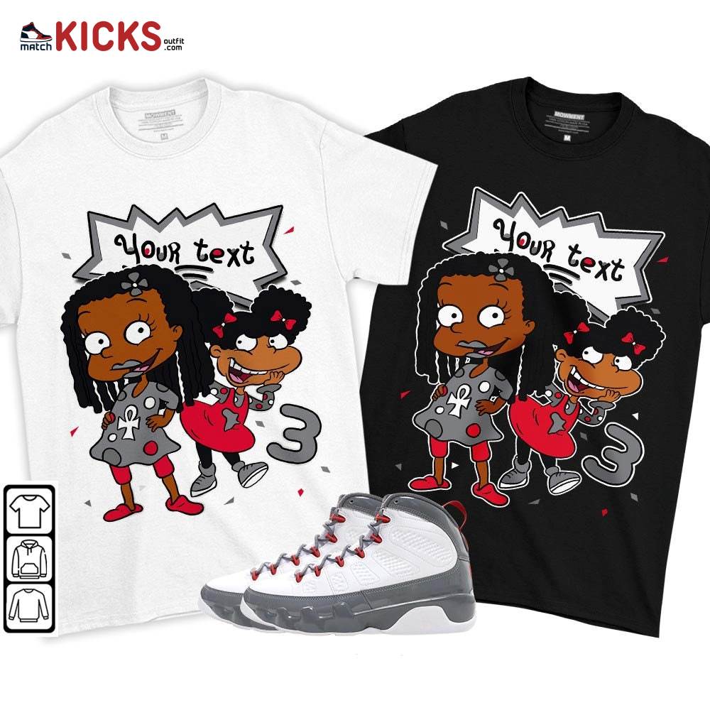 Custom Birthday Rugrats Sneaker Shirt Match Grey Fire Red 9s, Jordan 9 Retro Fire Red MKO T-Shirt