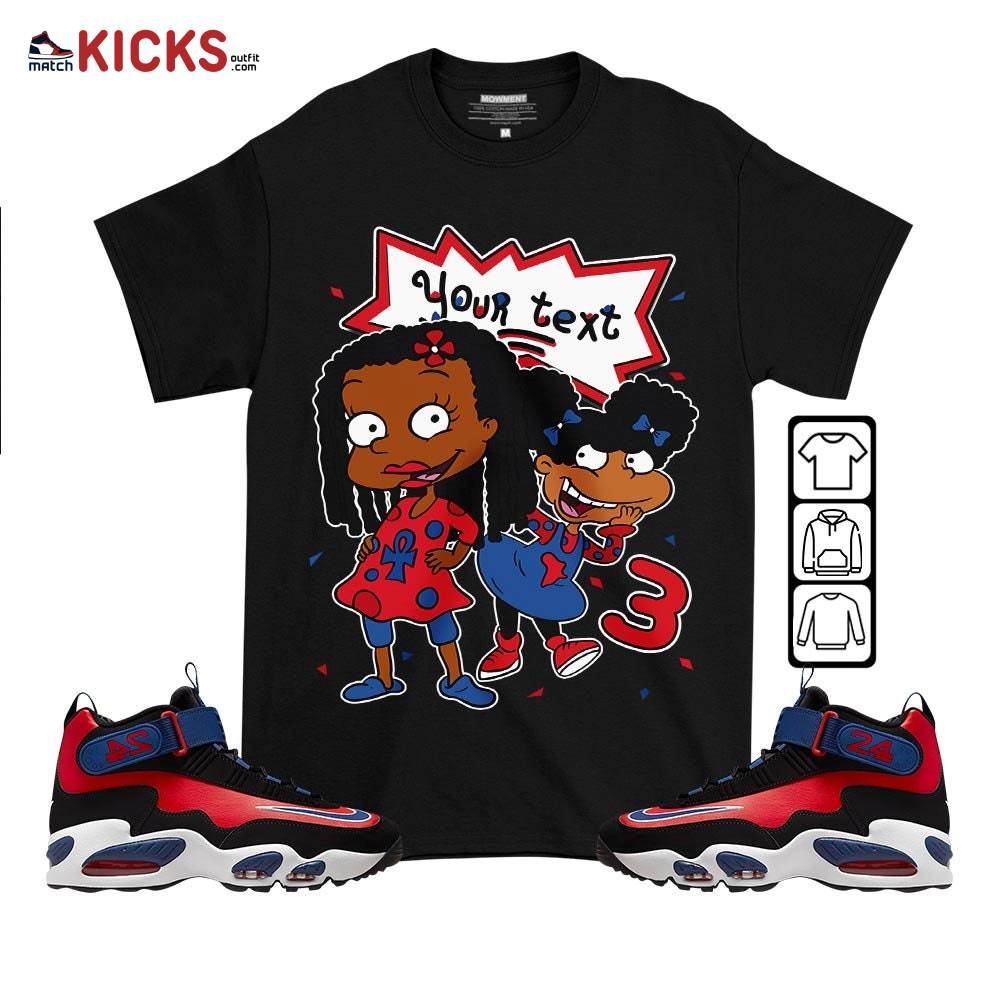Custom Birthday Rugrats Sneaker Shirt Match Max 1 Navy Red Black, Air Griffey Max 1 Black Red Navy Blue MKO T-Shirt