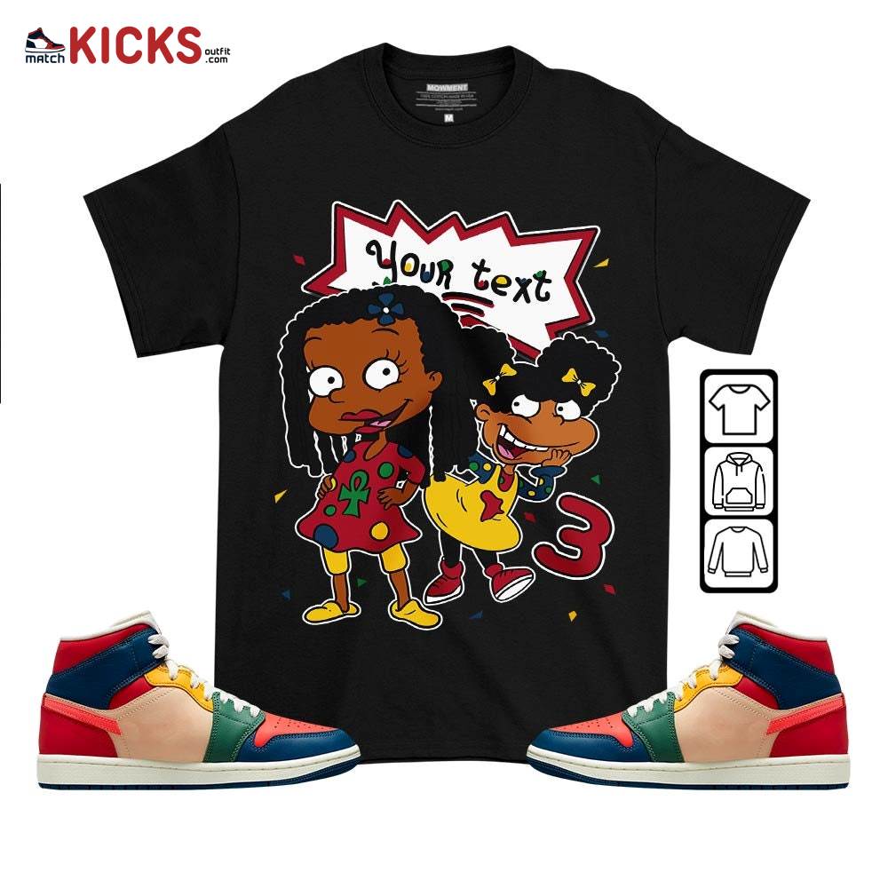 Custom Birthday Rugrats Sneaker Shirt Match Mid Multi Color 2022 1s, Jordan 1 Mid Multi Color 2022 MKO T-Shirt