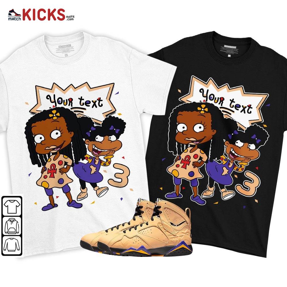 Custom Birthday Rugrats Sneaker Shirt Match Retro Vachetta Tan 7s, Jordan 7 SE Afrobeats MKO T-Shirt Custom Birthday Rugrats Sneaker Shirt Match Retro Vachetta Tan 7s, Jordan 7 SE Afrobeats MKO T-Shirt