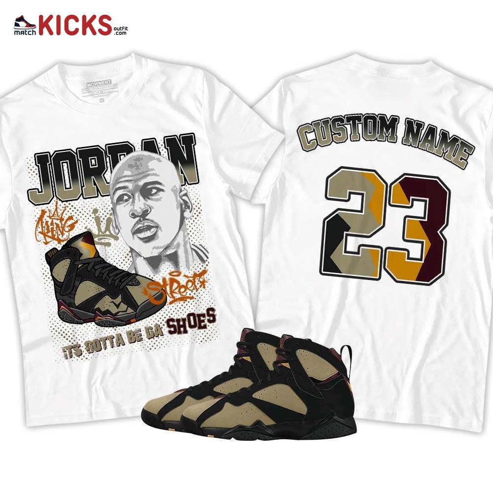 Custom Bulls 23 JD Sneaker Shirt Match Black Cherrywood 7s, Jordan 7 Black Olive MKO T-Shirt Custom Bulls 23 JD Sneaker Shirt Match Black Cherrywood 7s, Jordan 7 Black Olive MKO T-Shirt