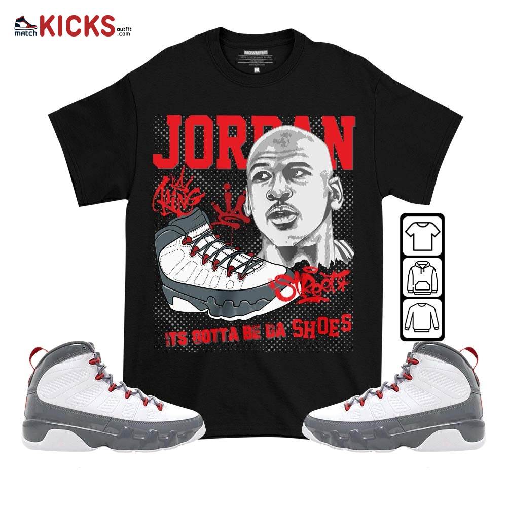 Custom Bulls 23 JD Sneaker Shirt Match Fire Red 9s, Jordan 9 Retro Fire Red MKO T-Shirt