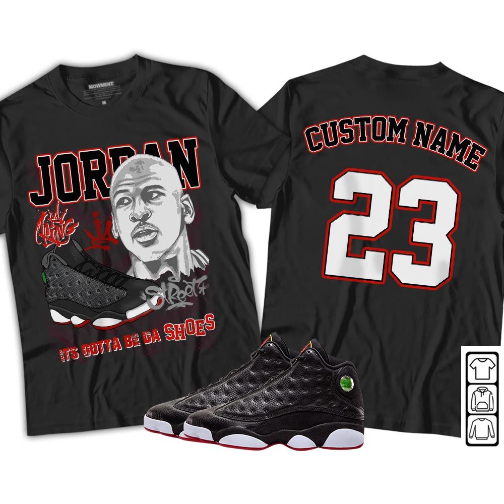 Custom Bulls 23 JD Sneaker Shirt Match Retro Playoffs 13s, Jordan 13 Playoffs MKO T-Shirt