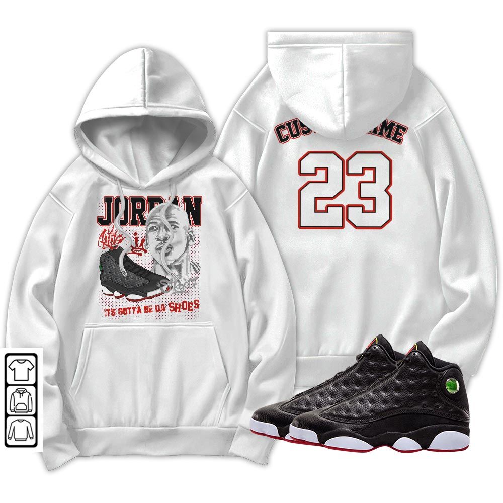 Custom Bulls 23 JD Sneaker Shirt Match Retro Playoffs 13s, Jordan 13 Playoffs MKO T-Shirt