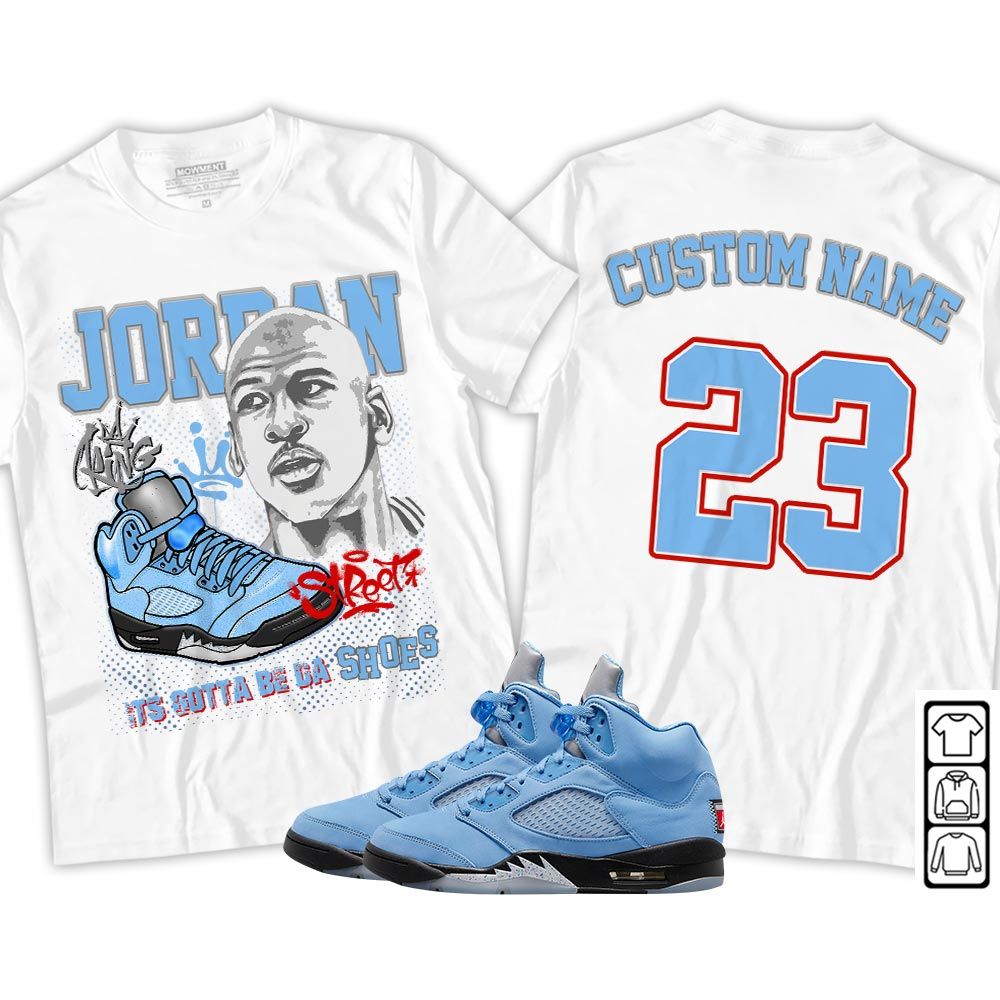 Custom Bulls 23 JD Sneaker Shirt Match Retro University Blue 5s, Jordan 5 University Blue MKO T-Shirt Custom Bulls 23 JD Sneaker Shirt Match Retro University Blue 5s, Jordan 5 University Blue MKO T-Shirt