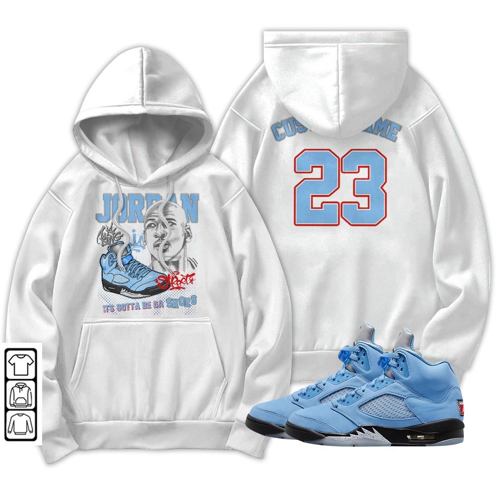 Custom Bulls 23 JD Sneaker Shirt Match Retro University Blue 5s, Jordan 5 University Blue MKO T-Shirt