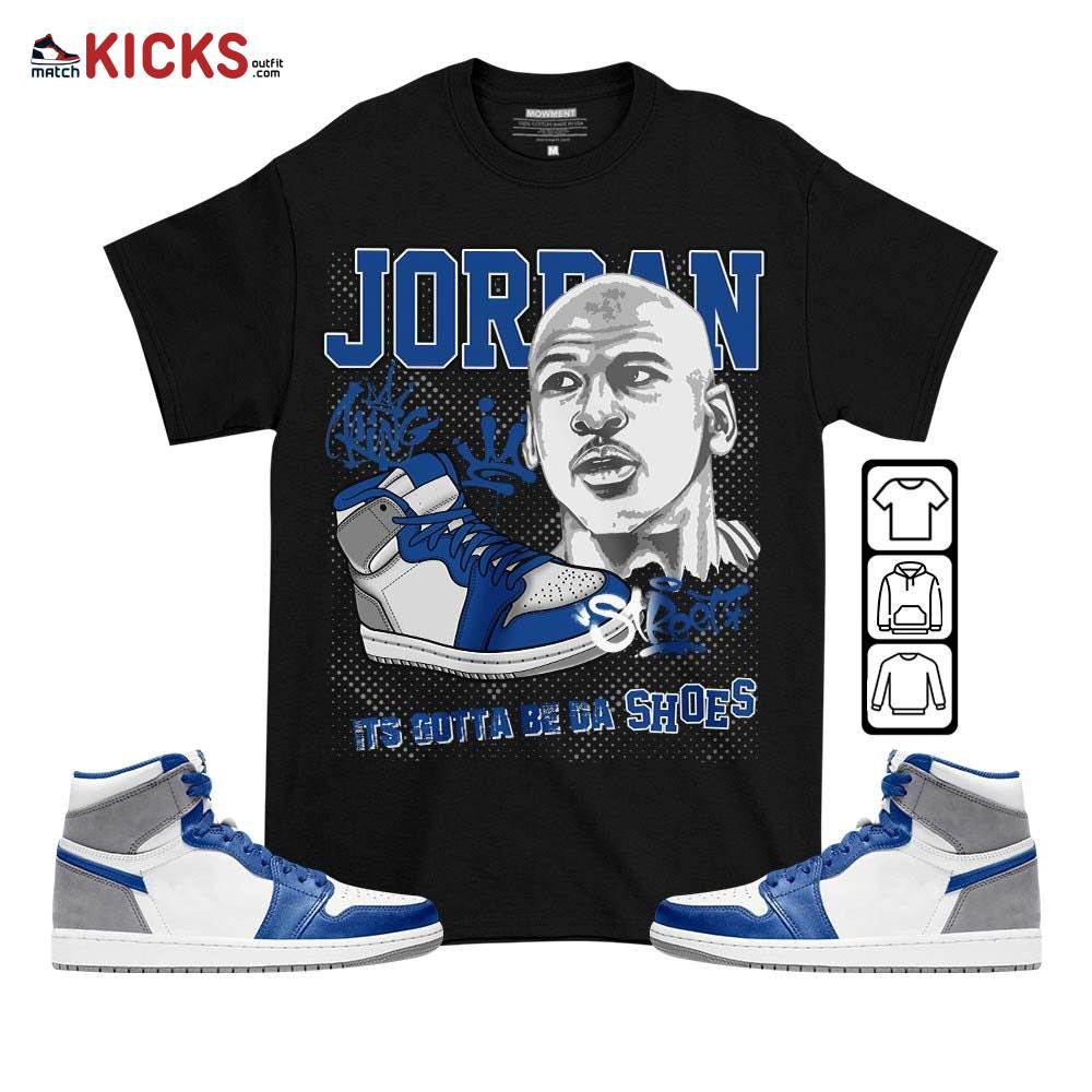 Custom Bulls 23 JD Sneaker Shirt Match True Blue 1s, Jordan 1 High OG True Blue MKO T-Shirt
