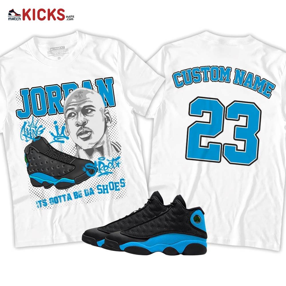 Custom Bulls 23 Sneaker Shirt Match Black University Blue 13s, Jordan 13 Black University Blue 2022 MKO T-Shirt Custom Bulls 23 Sneaker Shirt Match Black University Blue 13s, Jordan 13 Black University Blue 2022 MKO T-Shirt
