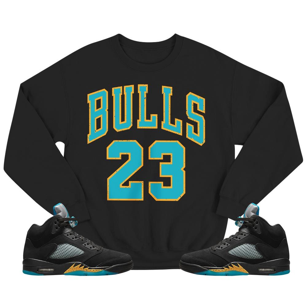 Custom Bulls Number 23 Sneaker Shirt Match 2023 Retro Aqua 5s, Jordan 5 Aqua MKO Sweatshirt Custom Bulls Number 23 Sneaker Shirt Match 2023 Retro Aqua 5s, Jordan 5 Aqua MKO Sweatshirt