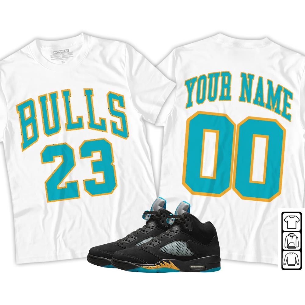 Custom Bulls Number 23 Sneaker Shirt Match 2023 Retro Aqua 5s, Jordan 5 Aqua MKO Sweatshirt Custom Bulls Number 23 Sneaker Shirt Match 2023 Retro Aqua 5s, Jordan 5 Aqua MKO Sweatshirt