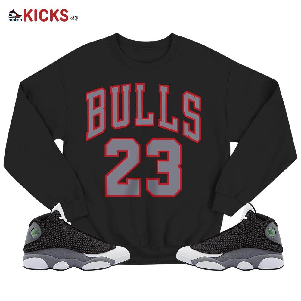 Custom Bulls Number 23 Sneaker Shirt Match Black Flint 13s, Jordan Retro 13 Black Flint MKO Sweatshirt Custom Bulls Number 23 Sneaker Shirt Match Black Flint 13s, Jordan Retro 13 Black Flint MKO Sweatshirt