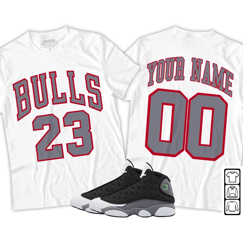 Custom Bulls Number 23 Sneaker Shirt Match Black Flint 13s, Jordan Retro 13 Black Flint MKO T-Shirt