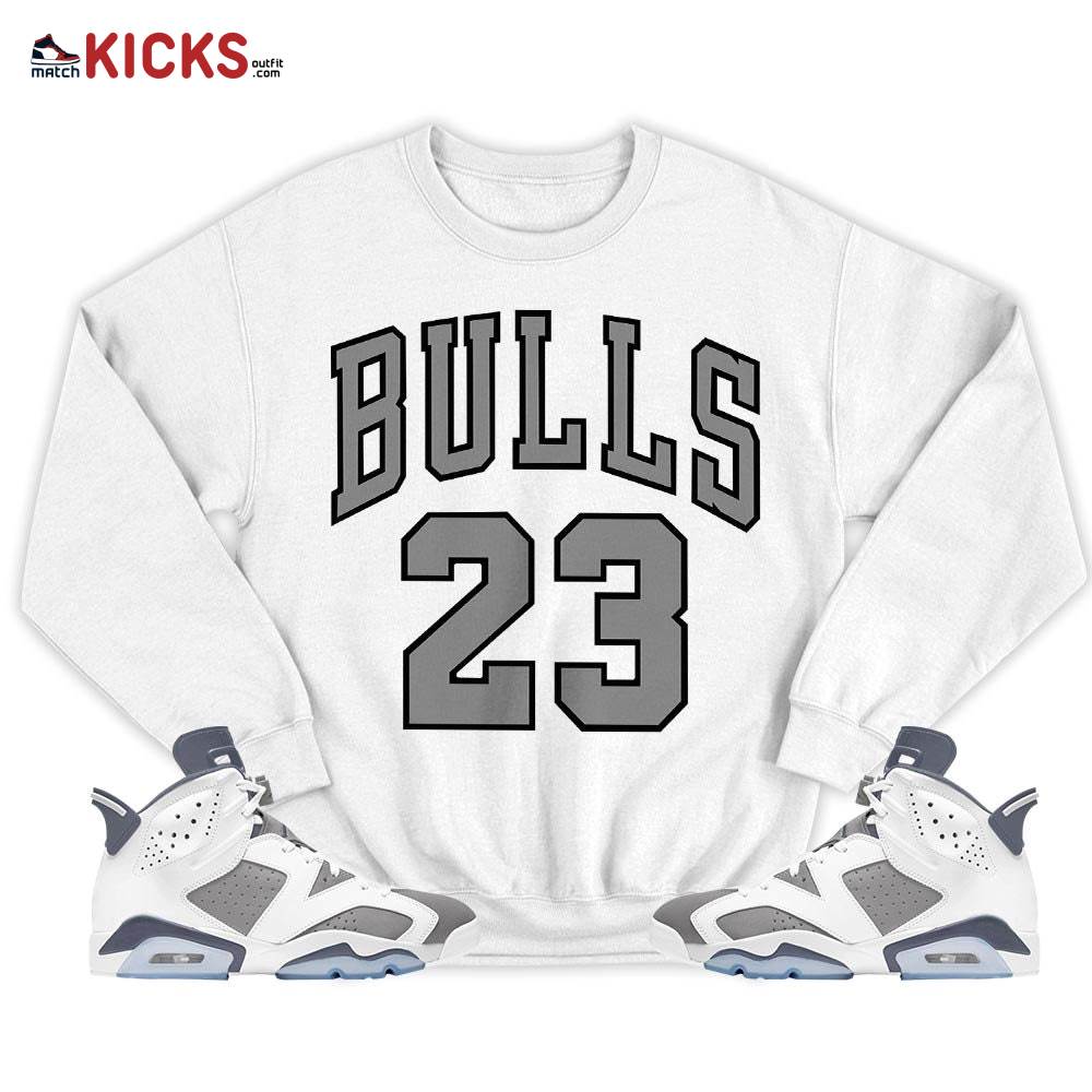 Custom Bulls Number 23 Sneaker Shirt Match Retro Cool Grey 6s, Jordan 6 Cool Grey MKO Sweatshirt Custom Bulls Number 23 Sneaker Shirt Match Retro Cool Grey 6s, Jordan 6 Cool Grey MKO Sweatshirt