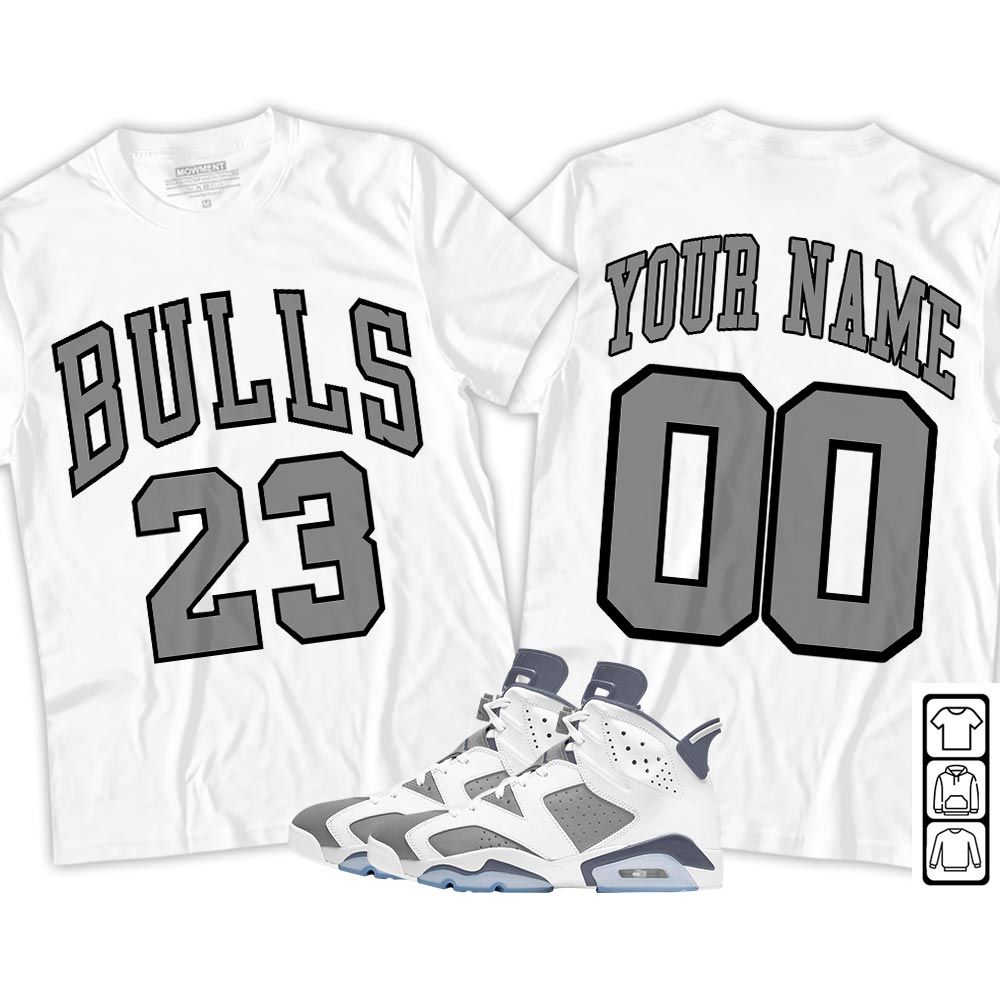 Custom Bulls Number 23 Sneaker Shirt Match Retro Cool Grey 6s, Jordan 6 Cool Grey MKO T-Shirt Custom Bulls Number 23 Sneaker Shirt Match Retro Cool Grey 6s, Jordan 6 Cool Grey MKO T-Shirt