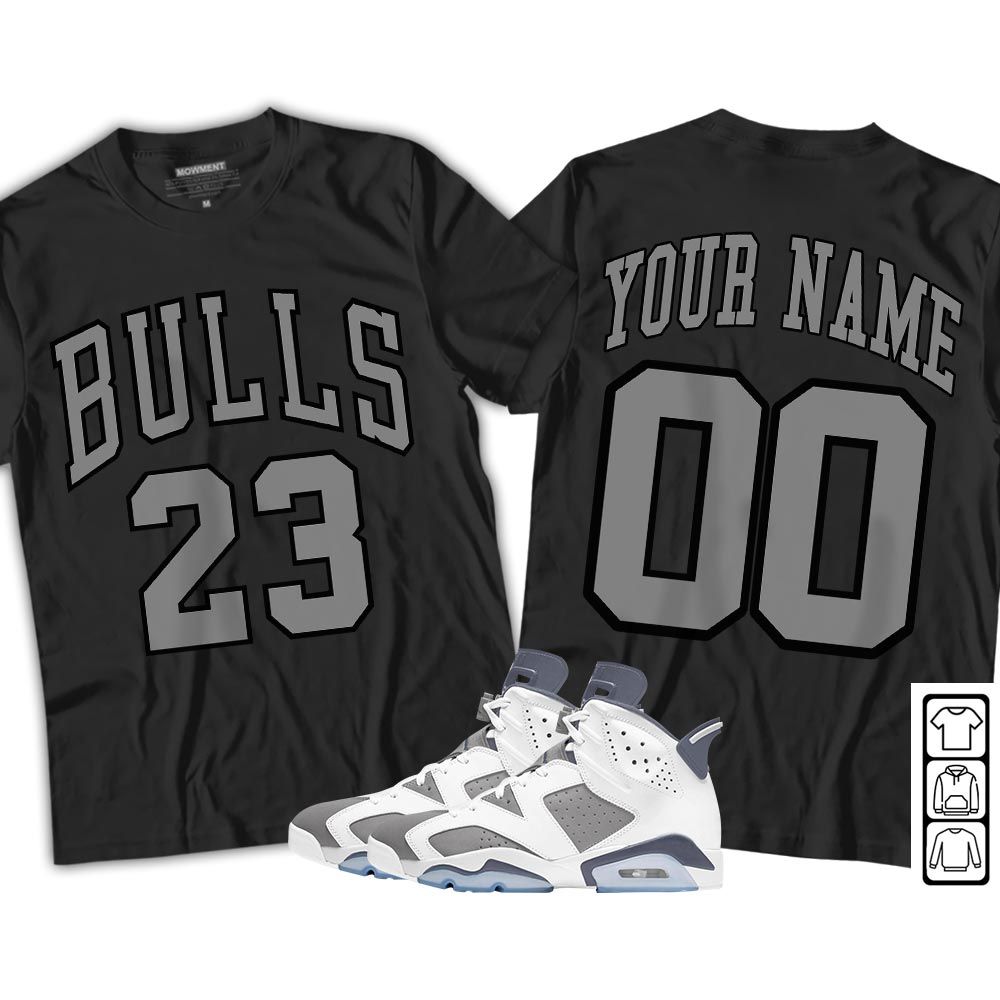 Custom Bulls Number 23 Sneaker Shirt Match Retro Cool Grey 6s, Jordan 6 Cool Grey MKO T-Shirt