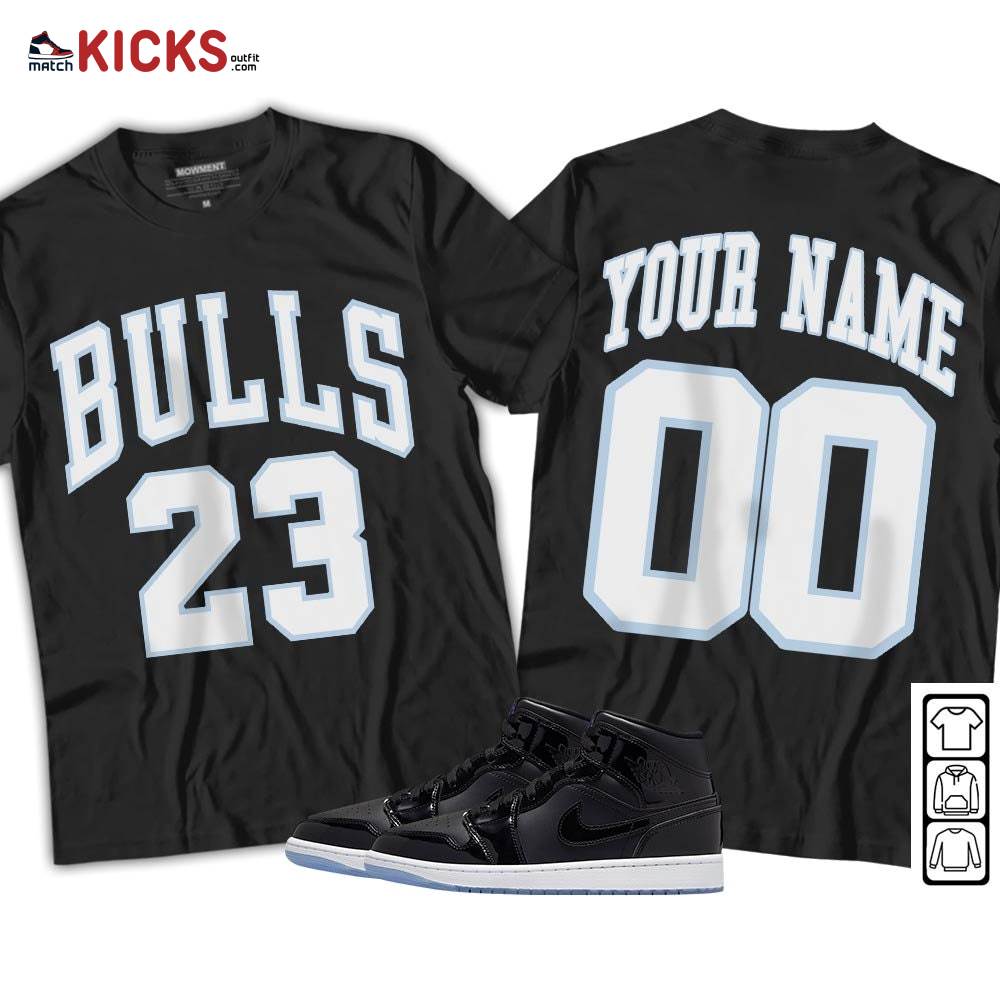 Custom Bulls Number 23 Sneaker Shirt Match Space Jam 1s, Jordan 1 Mid Space Jam MKO Sweatshirt