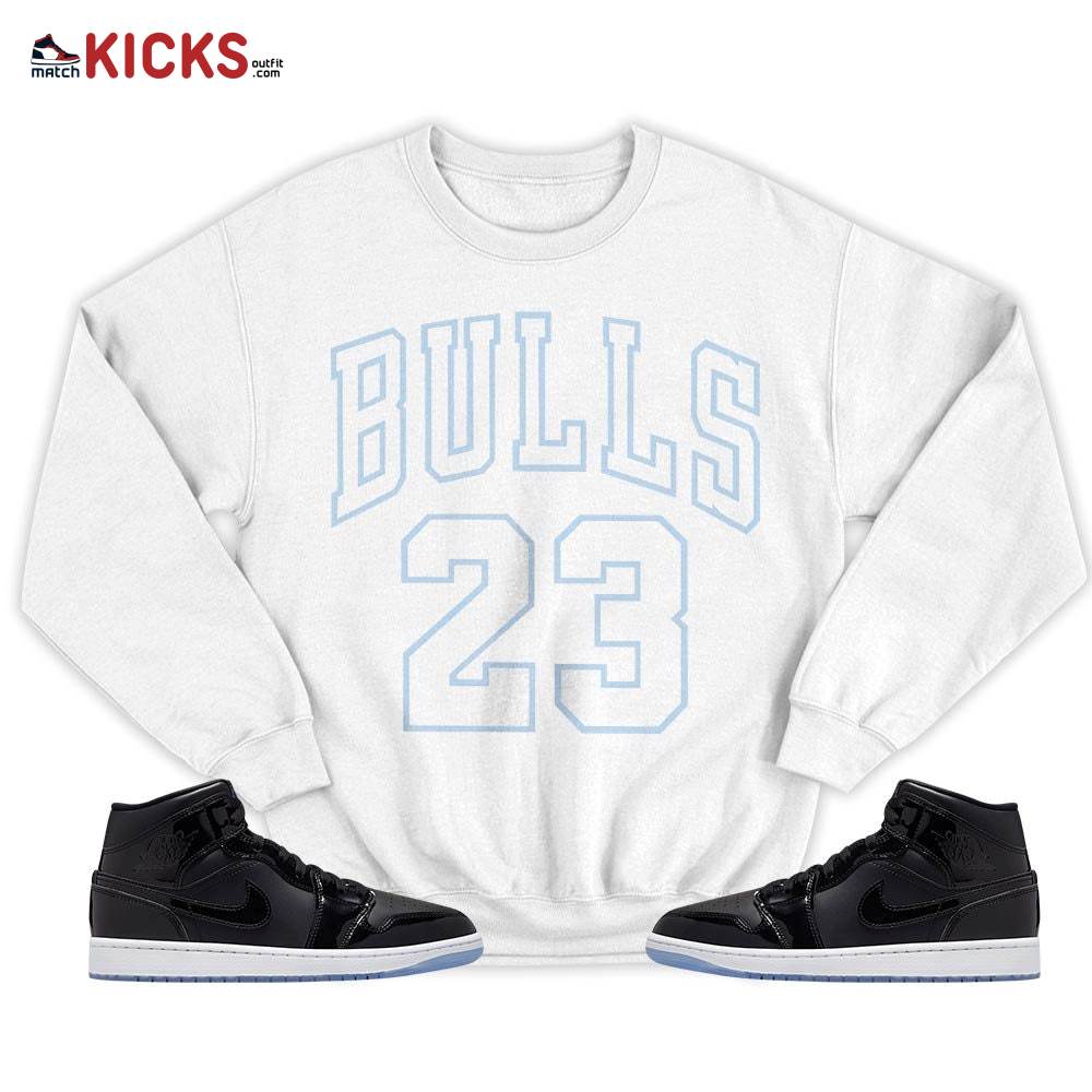 Custom Bulls Number 23 Sneaker Shirt Match Space Jam 1s, Jordan 1 Mid Space Jam MKO Sweatshirt Custom Bulls Number 23 Sneaker Shirt Match Space Jam 1s, Jordan 1 Mid Space Jam MKO Sweatshirt