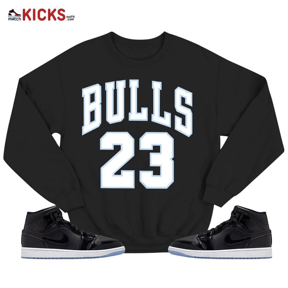 Custom Bulls Number 23 Sneaker Shirt Match Space Jam 1s, Jordan 1 Mid Space Jam MKO Sweatshirt Custom Bulls Number 23 Sneaker Shirt Match Space Jam 1s, Jordan 1 Mid Space Jam MKO Sweatshirt