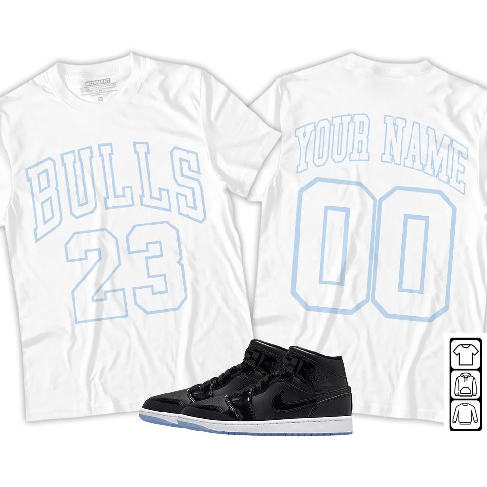 Custom Bulls Number 23 Sneaker Shirt Match Space Jam 1s, Jordan 1 Mid Space Jam MKO T-Shirt