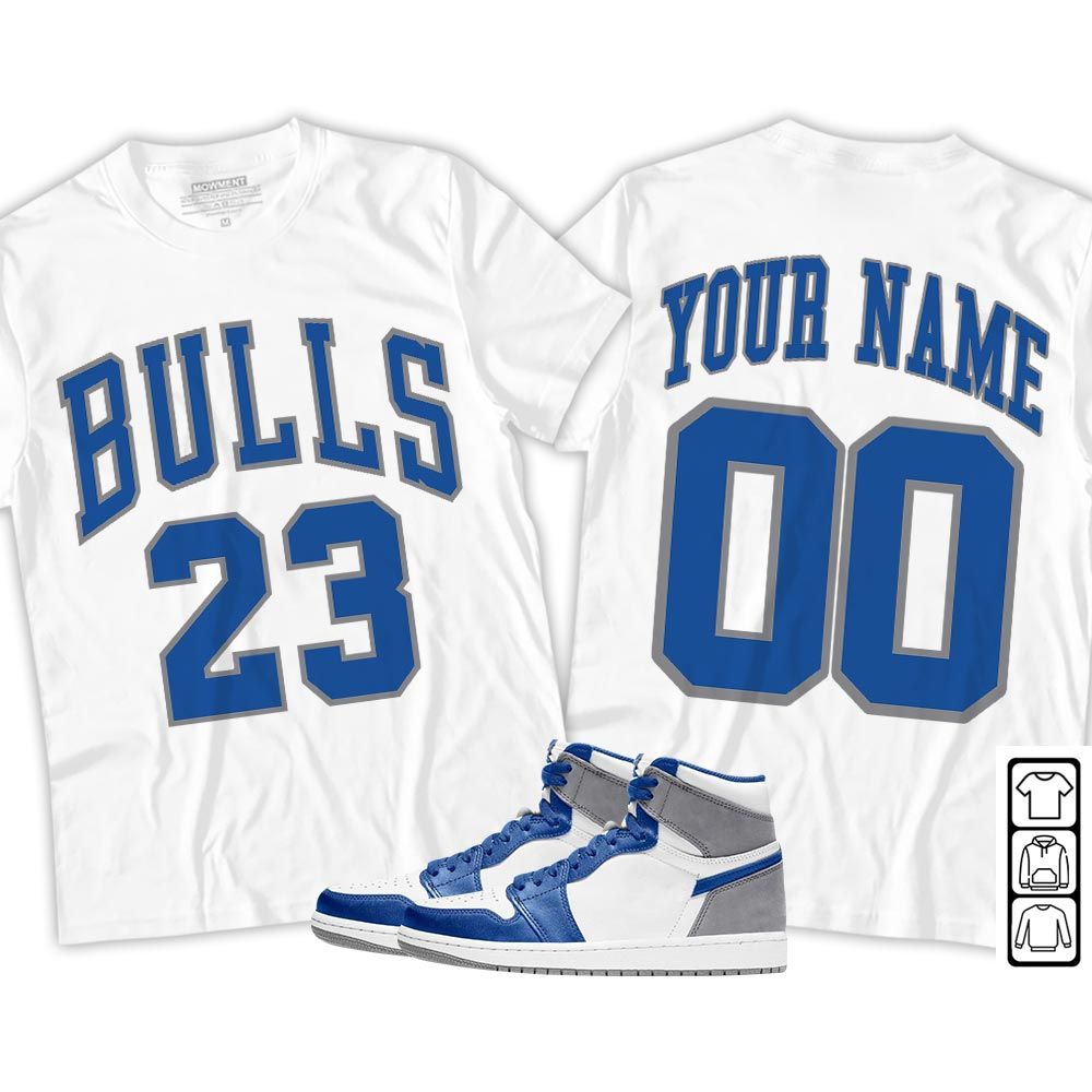 Custom Bulls Number 23 Sneaker Shirt Match True Blue 1s, Jordan 1 High OG True Blue MKO T-Shirt Custom Bulls Number 23 Sneaker Shirt Match True Blue 1s, Jordan 1 High OG True Blue MKO T-Shirt