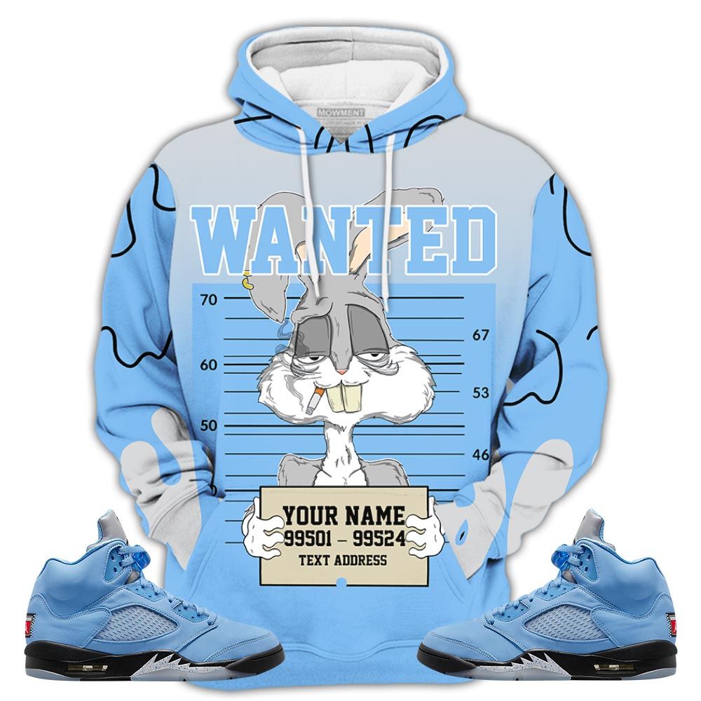 Custom Bunny Wanted 02 Sneaker Shirt Match Retro University Blue 5S, Jordan 5 University Blue Hoodie Sweatshirt Tee All Over Print MKO Shirt Custom Bunny Wanted 02 Sneaker Shirt Match Retro University Blue 5S, Jordan 5 University Blue Hoodie Sweatshirt Tee All Over Print MKO Shirt
