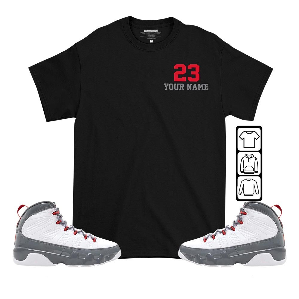 Custom Cup 23 Sneaker Shirt Match Fire Red 9s, Jordan 9 Retro Fire Red MKO T-Shirt Custom Cup 23 Sneaker Shirt Match Fire Red 9s, Jordan 9 Retro Fire Red MKO T-Shirt