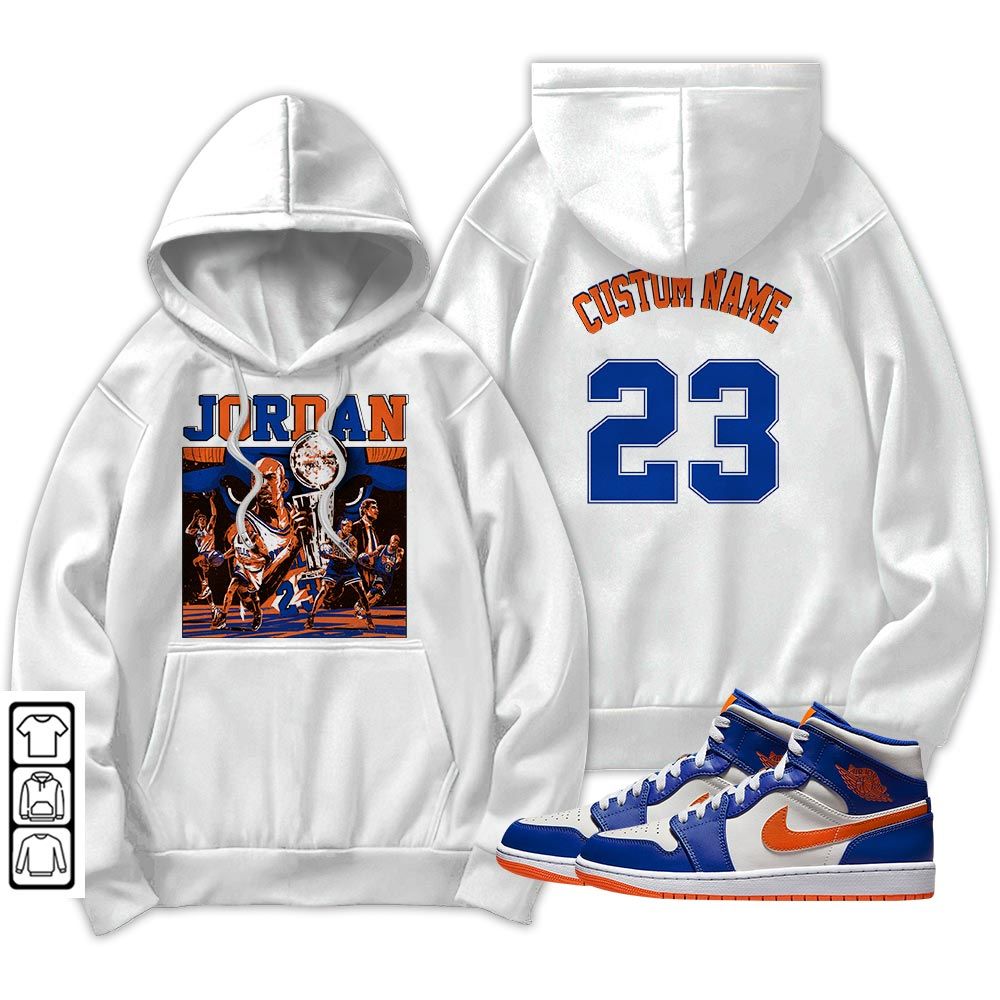 Custom Cup 23 Sneaker Shirt Match Mid Knicks 1s, Jordan 1 Mid Knicks MKO T-Shirt