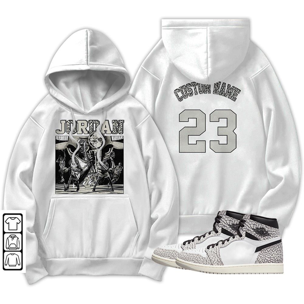 Custom Cup 23 Sneaker Shirt Match OG Elephant 1s, Jordan 1 White Cement MKO T-Shirt
