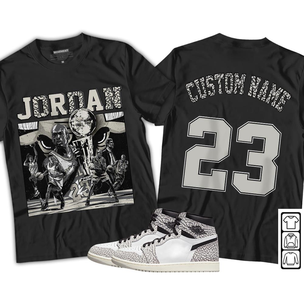 Custom Cup 23 Sneaker Shirt Match OG Elephant 1s, Jordan 1 White Cement MKO T-Shirt Custom Cup 23 Sneaker Shirt Match OG Elephant 1s, Jordan 1 White Cement MKO T-Shirt
