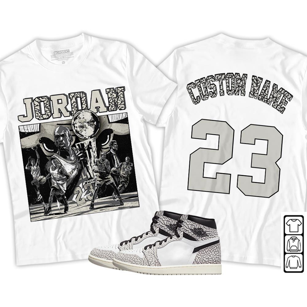 Custom Cup 23 Sneaker Shirt Match OG Elephant 1s, Jordan 1 White Cement MKO T-Shirt Custom Cup 23 Sneaker Shirt Match OG Elephant 1s, Jordan 1 White Cement MKO T-Shirt