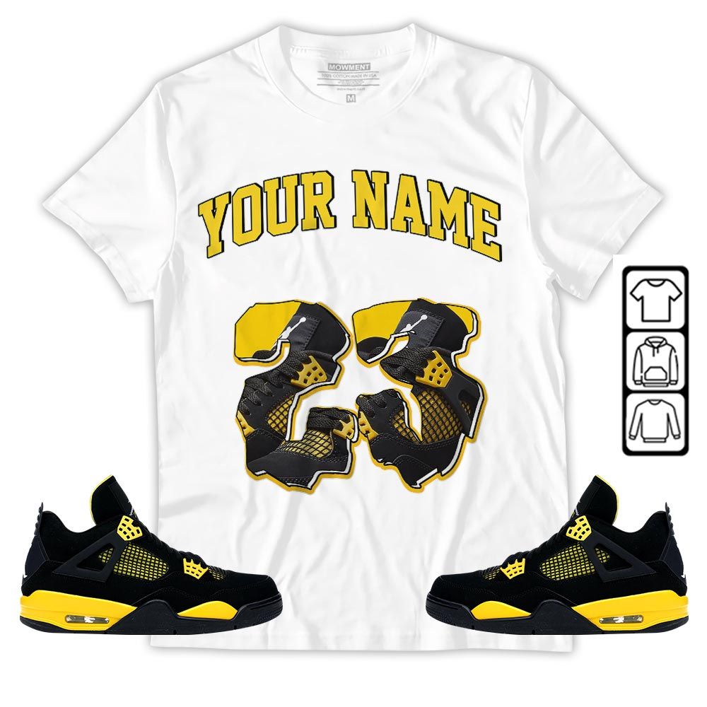 Custom Drip 23 Sneaker Shirt Match 2023 Thunder 4s, Jordan Retro 4 Thunder MKO T-Shirt Custom Drip 23 Sneaker Shirt Match 2023 Thunder 4s, Jordan Retro 4 Thunder MKO T-Shirt