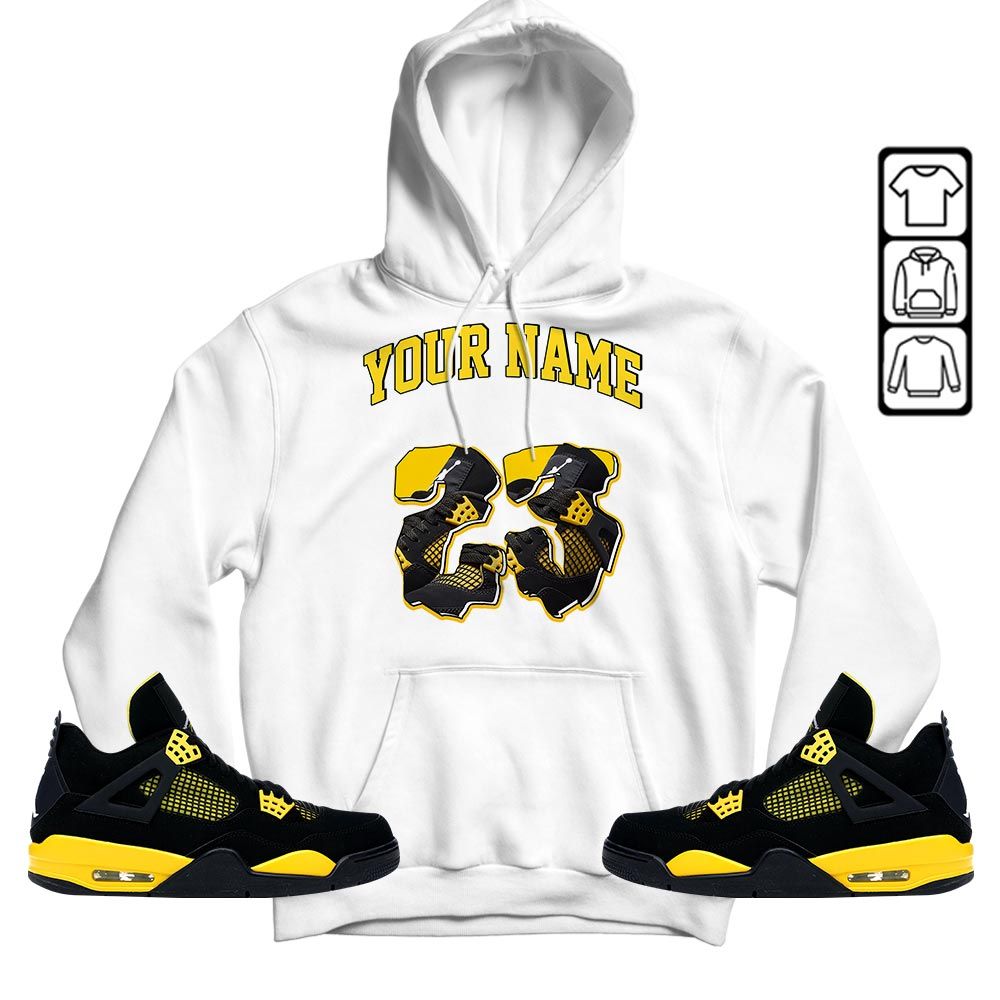 Custom Drip 23 Sneaker Shirt Match 2023 Thunder 4s, Jordan Retro 4 Thunder MKO T-Shirt