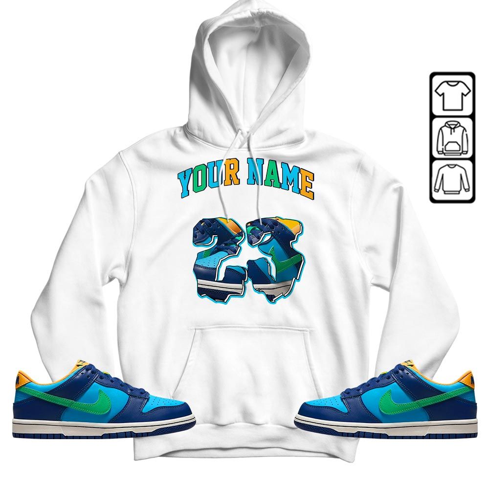 Custom Drip 23 Sneaker Shirt Match Dunk Low GS Kyrie, Dunk Low GS Electric Algae MKO Hoodie