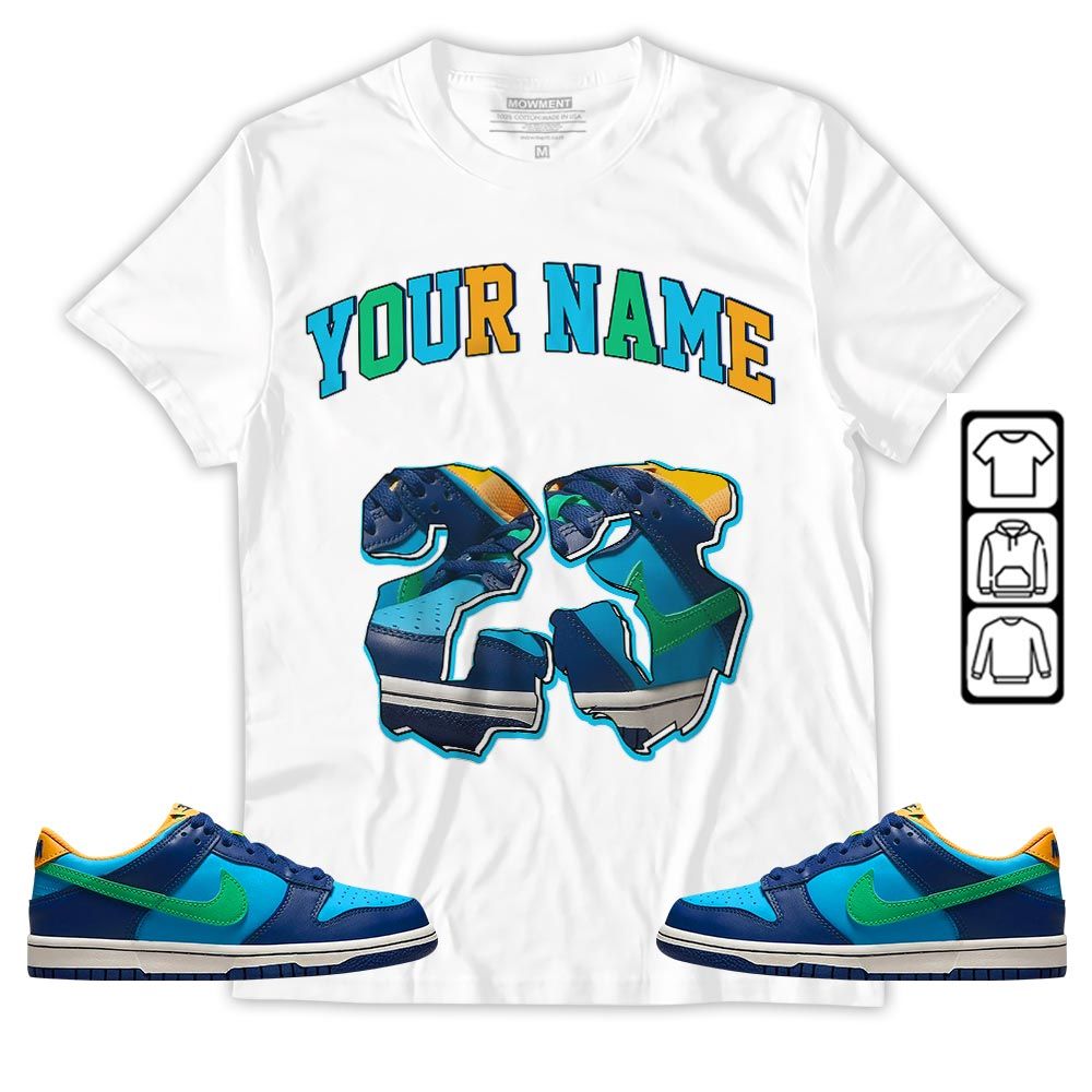 Custom Drip 23 Sneaker Shirt Match Dunk Low GS Kyrie, Dunk Low GS Electric Algae MKO T-Shirt